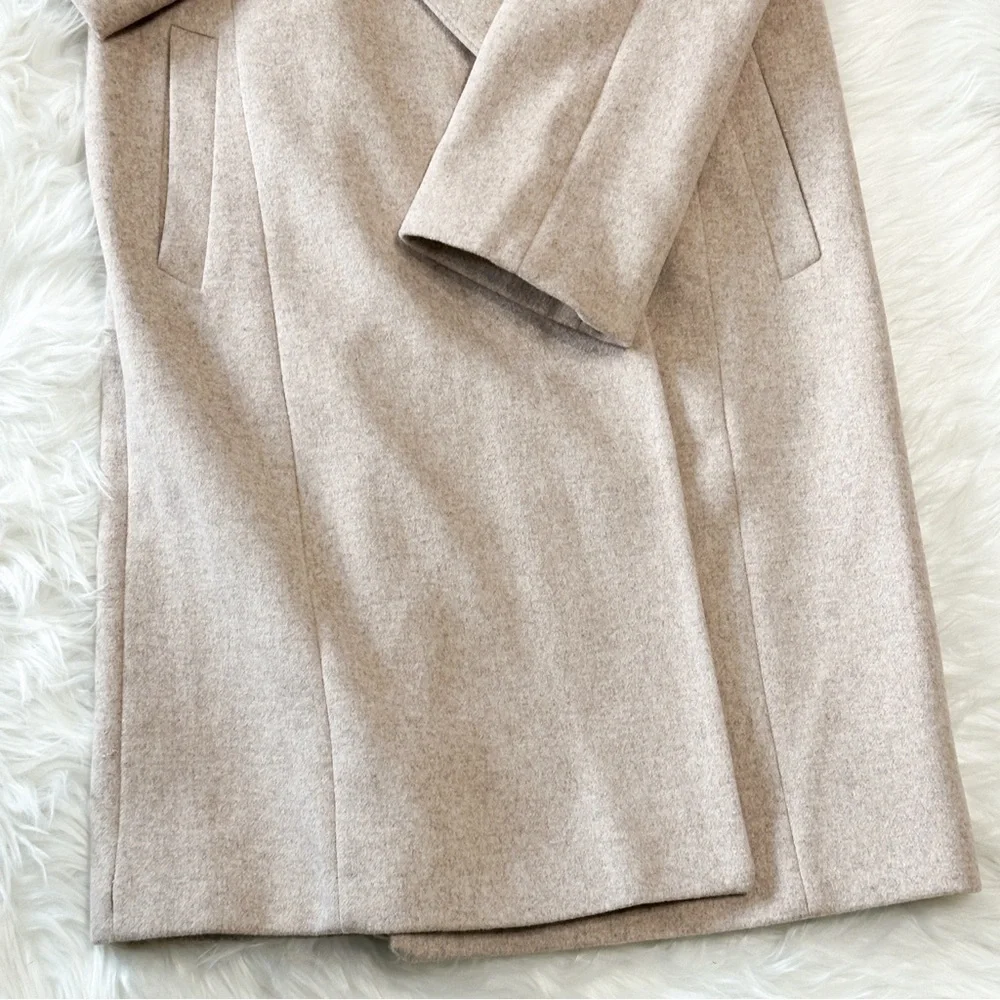 COLE HAAN Double Breasted Wool Blend Oatmeal Tan Coat 12 - Picture 9 of 9